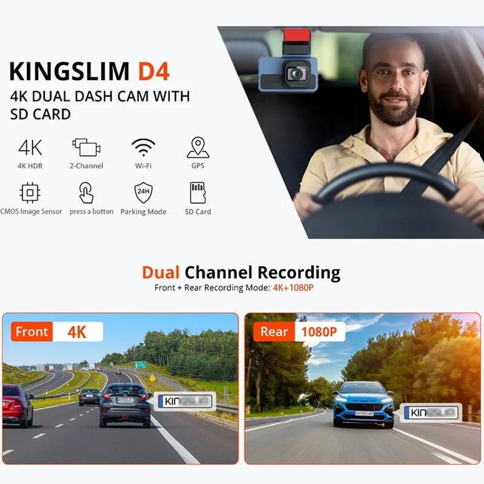 C15 Dual Dash Cam Front 4K Rear 1080P Parking Mode WiFi Car Camera with ADAS GPS - 7