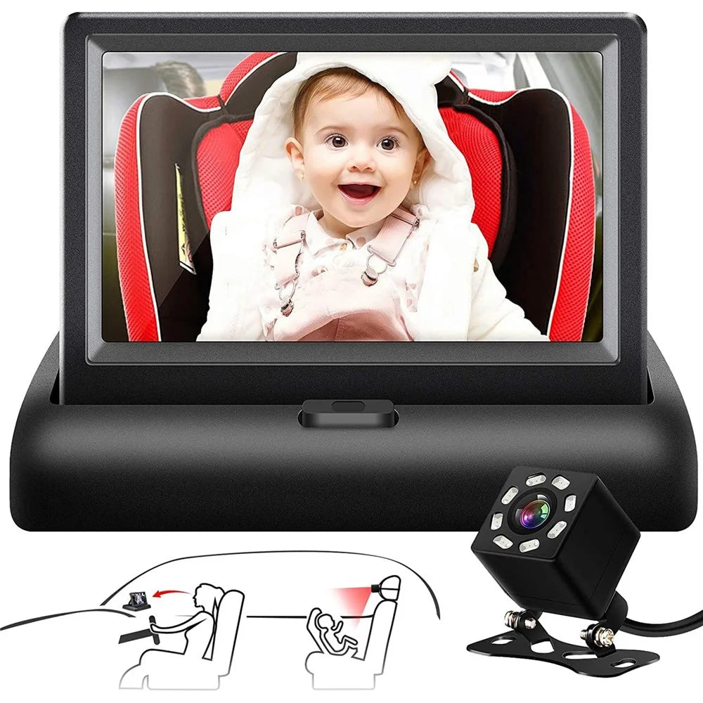 4.3 Inch 150 Degree Wide Angle Night Vision Car Baby Monitor IP68 Waterproof Infrared Camera - 1