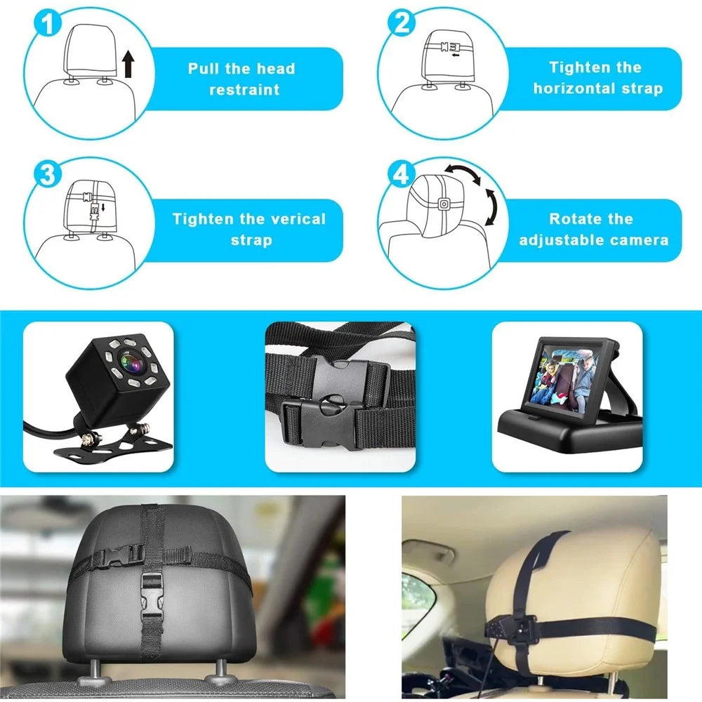 4.3 Inch 150 Degree Wide Angle Night Vision Car Baby Monitor IP68 Waterproof Infrared Camera - 3