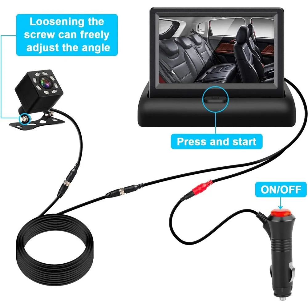 4.3 Inch 150 Degree Wide Angle Night Vision Car Baby Monitor IP68 Waterproof Infrared Camera - 4