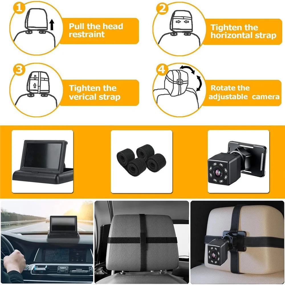 4.3 Inch 150 Degree Wide Angle Night Vision Car Baby Monitor IP68 Waterproof Infrared Camera - 6