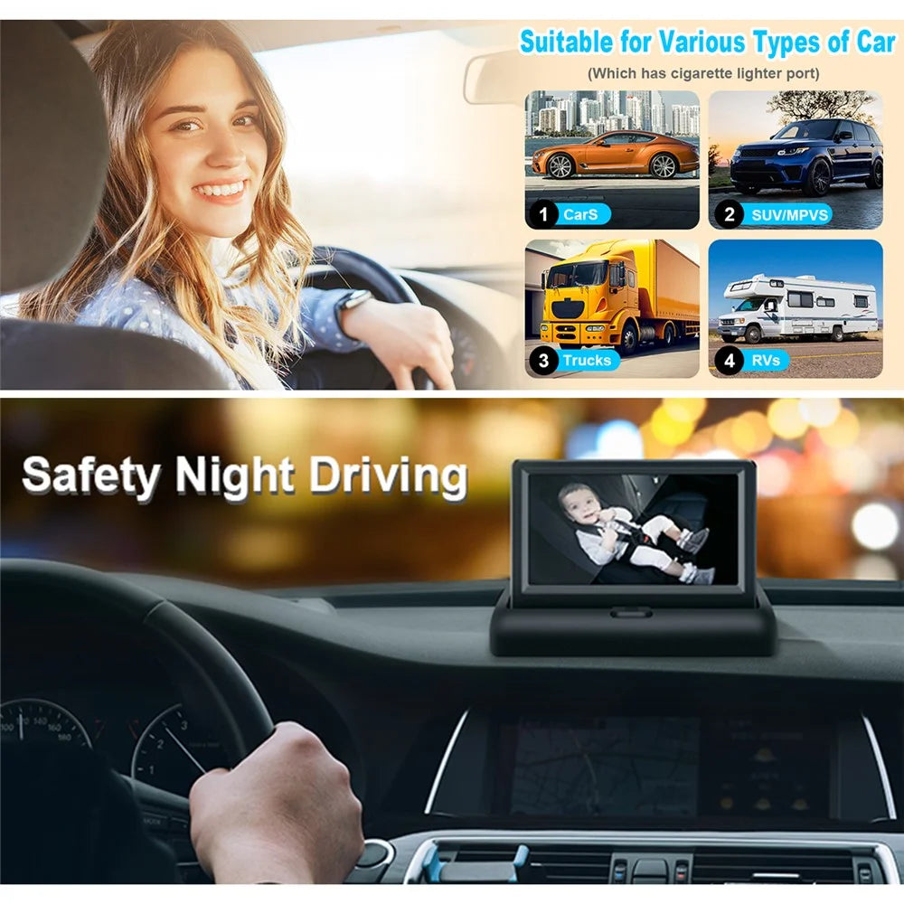 4.3 Inch 150 Degree Wide Angle Night Vision Car Baby Monitor IP68 Waterproof Infrared Camera - 7