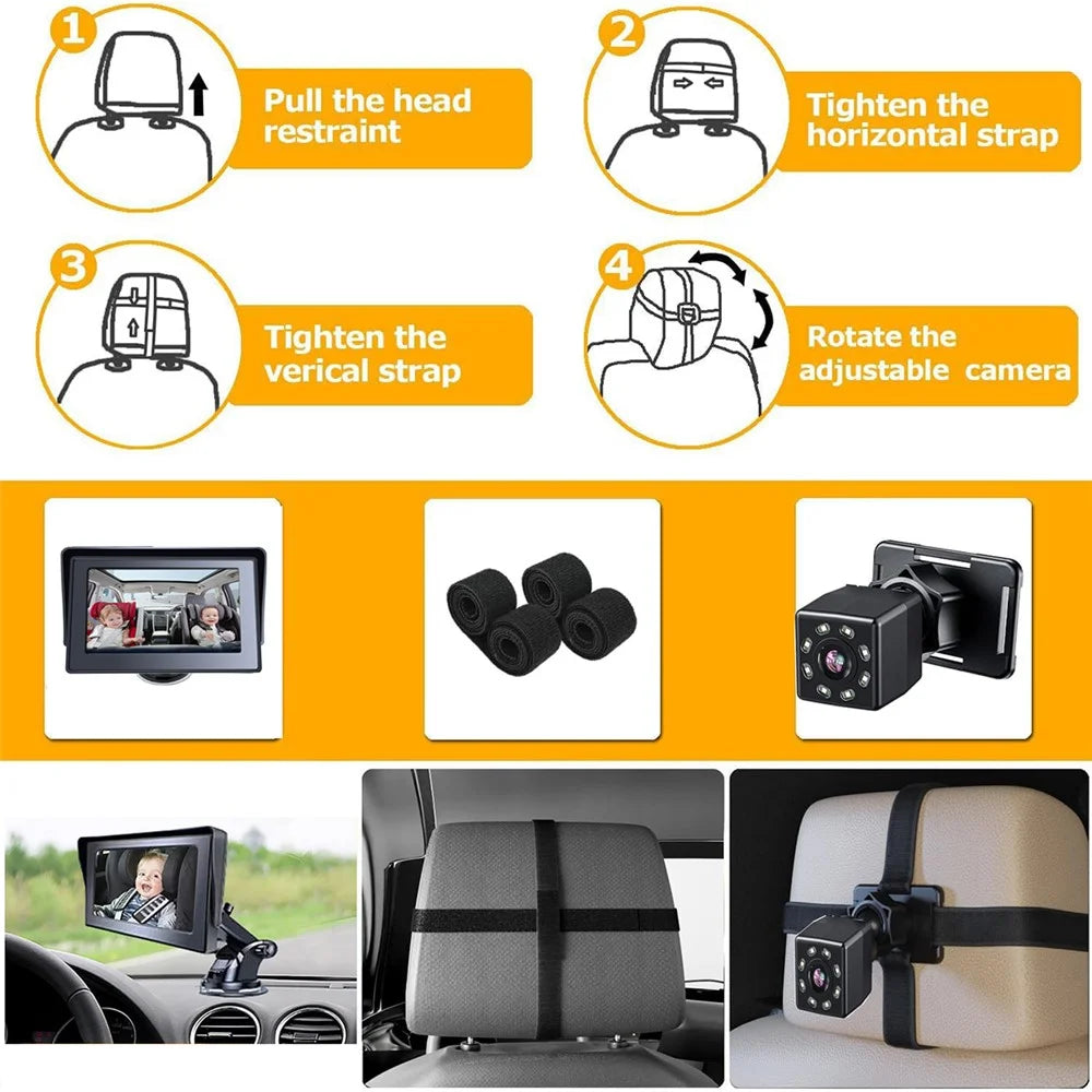 R5037 360 Degree Rotatable 4.3 Inch Night Vision Sucker Mount Car Baby Monitor Camera for Safety Driving - 7