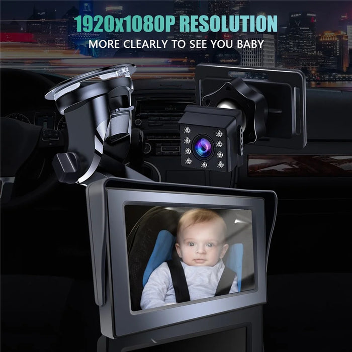 R5037 4.3 Inch HD 1080P Car Monitor Camera for Baby Rear Facing Seat Wide Angle Infrared Camera - 4