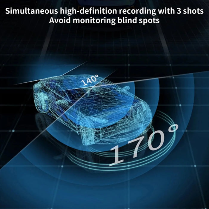 Triple Lens Dashcam 3 Inch IPS Screen 1080P HD Night Vision Car Recording WiFi Camera - 7