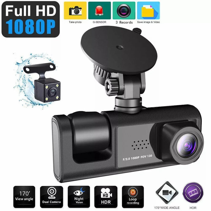 S1 Front + Rear + Interior 3 Lens Wide Angle 1080P HD Car DVR Dash Cam with Parking Monitor - 2