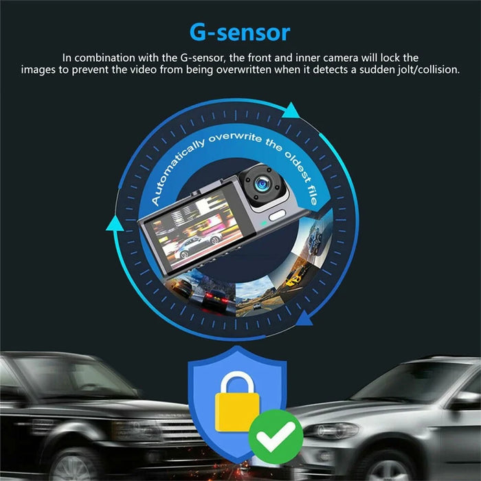 S1 Front + Rear + Interior 3 Lens Wide Angle 1080P HD Car DVR Dash Cam with Parking Monitor - 3