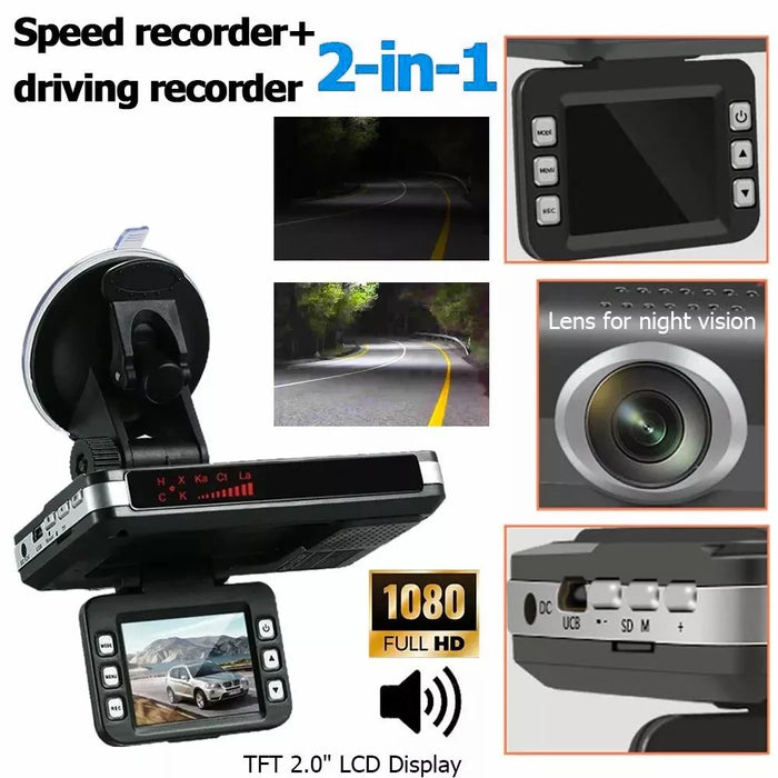 2 In 1 Night Vision Car DVR Speed Camera Alert Dash Cam Radar Detector ( Russian Version ) - 3
