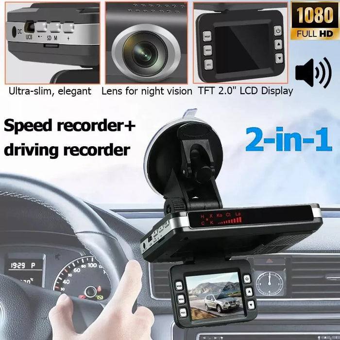 2 In 1 Night Vision Car DVR Speed Camera Alert Dash Cam Radar Detector ( Russian Version ) - 5