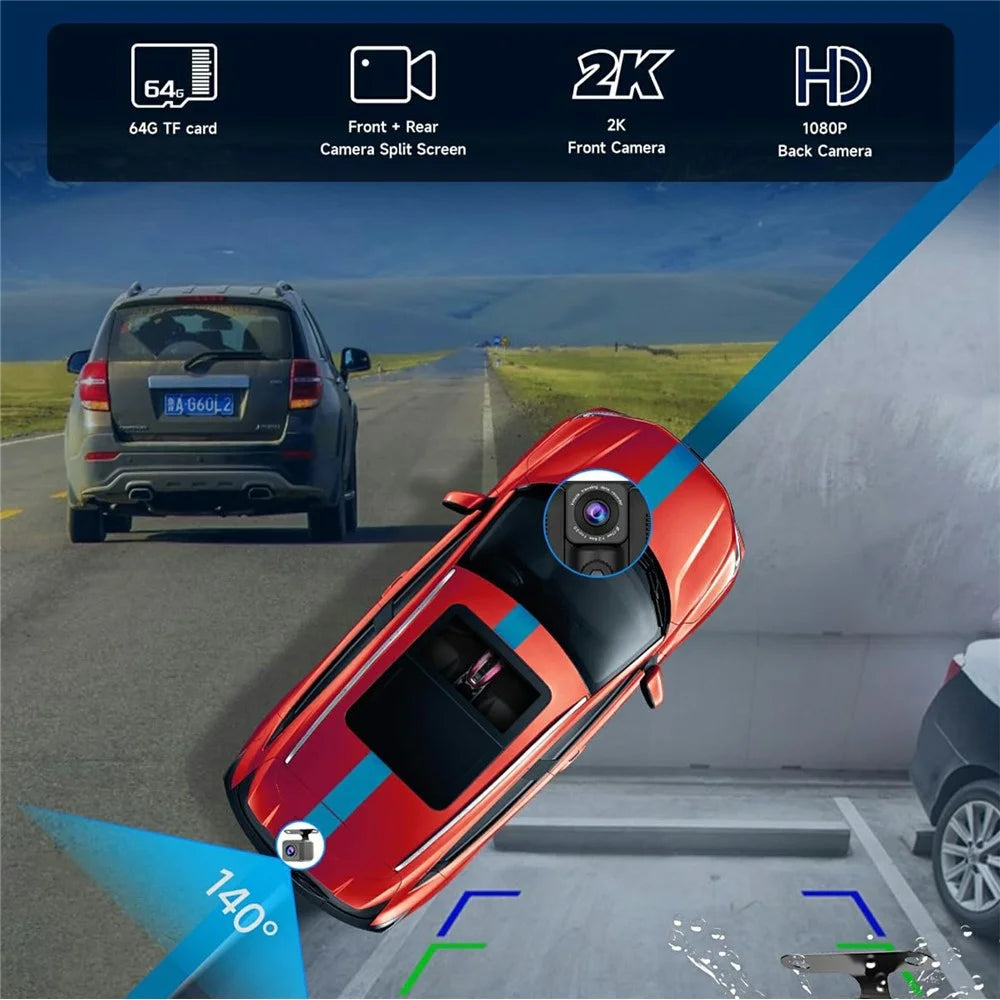 W514B 10.26 Inch Portable CarPlay Screen 1080P Dual Recording AHD Camera with 64G TF Card - 4