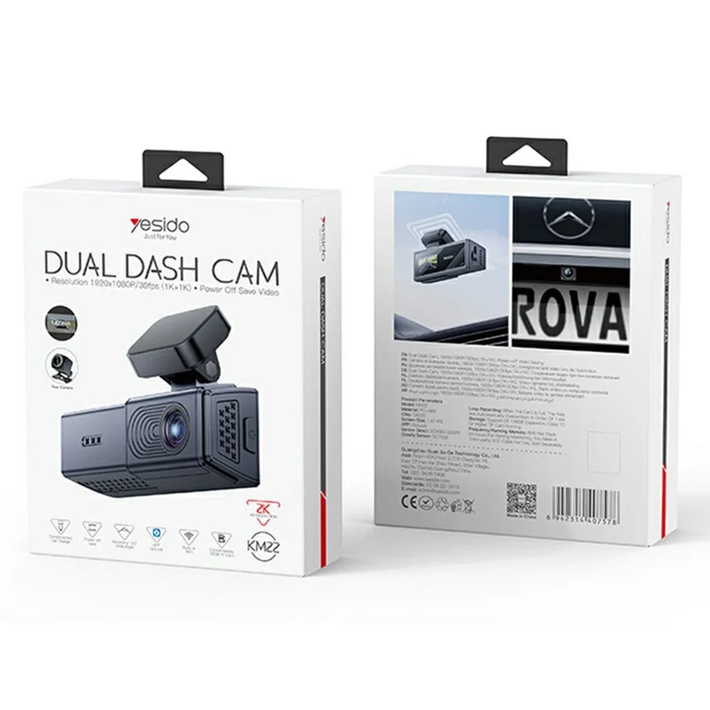 YESIDO KM22  Dual Channel Car Dash Cam Wide Angle 24 / 7 Monitoring 1080P Driving Recorder - 7