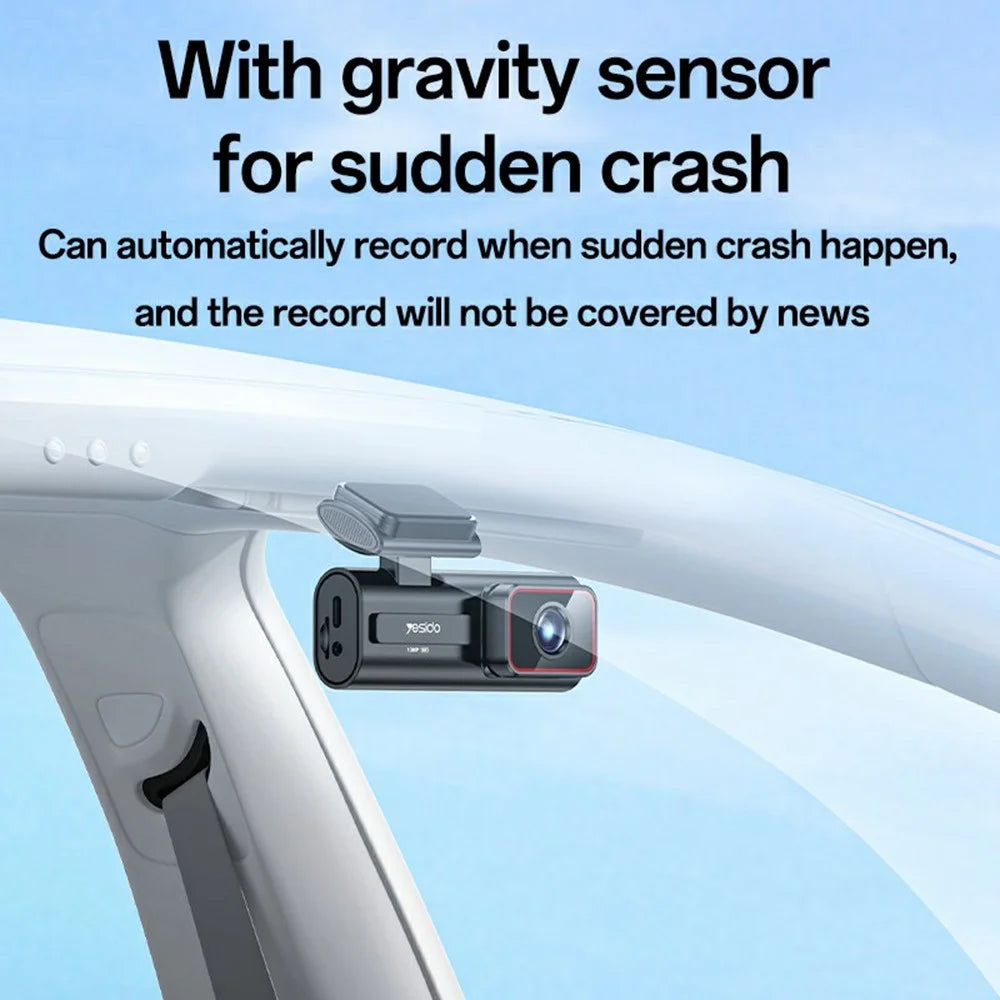 YESIDO KM21 Car Dash Cam 1080P HD 145 Degree Wide Angle 24 / 7 Monitoring Emergency Driving Recorder - 5