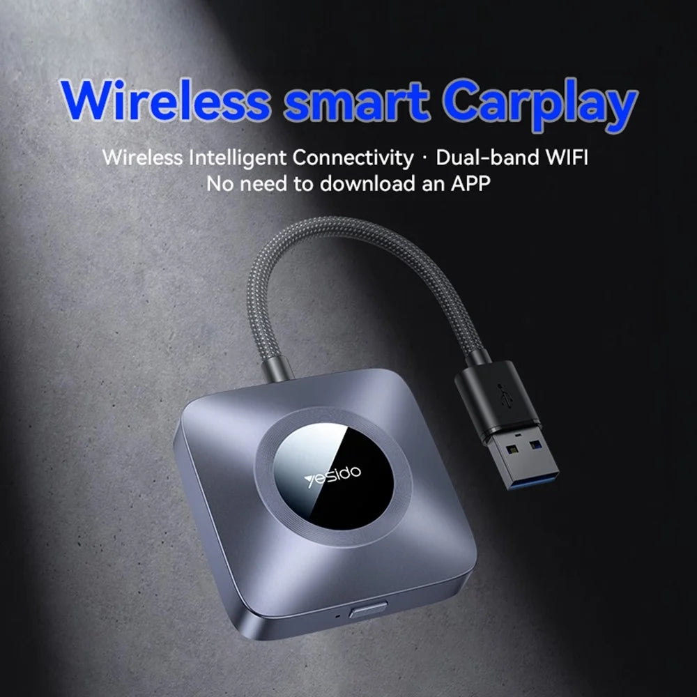 YESIDO KM23 Dual Band WiFi CarPlay Adapter Wired to Wireless Converter for Car Stereo Systems OTA Upgradable - 2