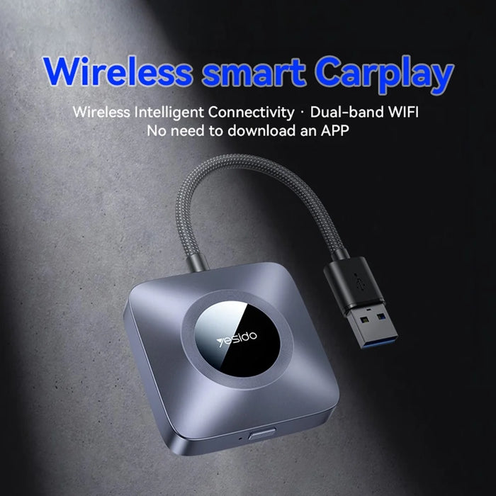 YESIDO KM23 Dual Band WiFi CarPlay Adapter Wired to Wireless Converter for Car Stereo Systems OTA Upgradable - 2