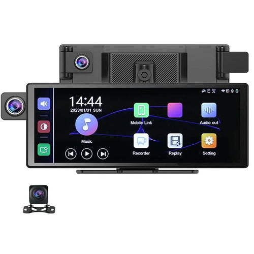 R5026 2K Front + 1080P Rear Dual Lens 10.26 Inch Bluetooth-compatible CarPlay Car Dash Cam AHD Camera with 2 Brackets - 1