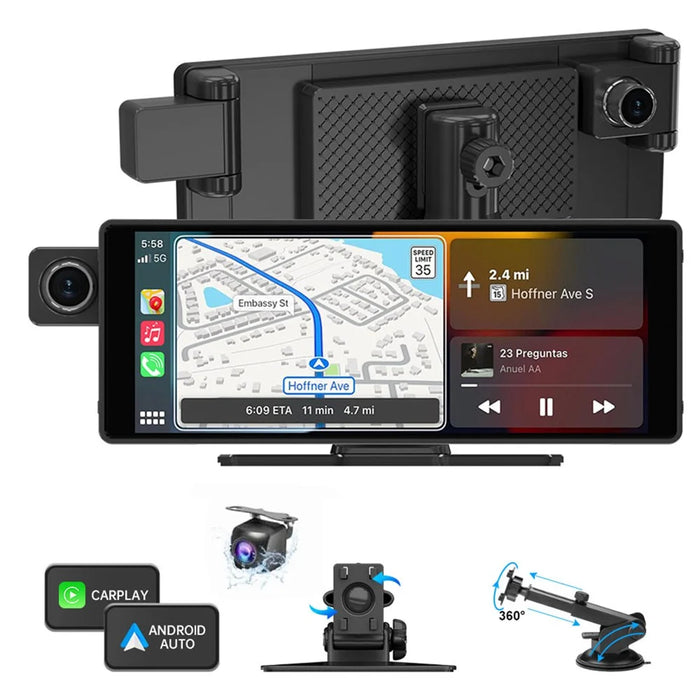 R5026 2K Front + 1080P Rear Dual Lens 10.26 Inch Bluetooth-compatible CarPlay Car Dash Cam AHD Camera with 2 Brackets - 2