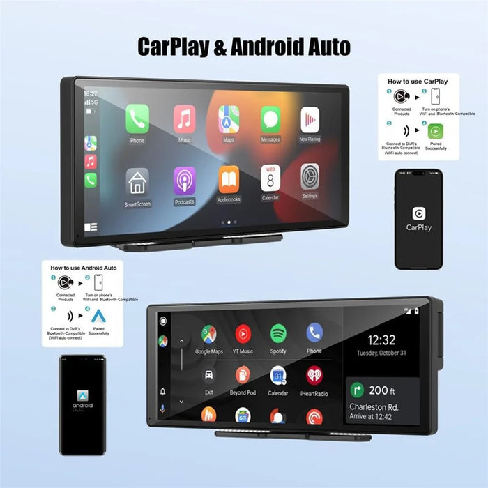 R5026 2K Front + 1080P Rear Dual Lens 10.26 Inch Bluetooth-compatible CarPlay Car Dash Cam AHD Camera with 2 Brackets - 4
