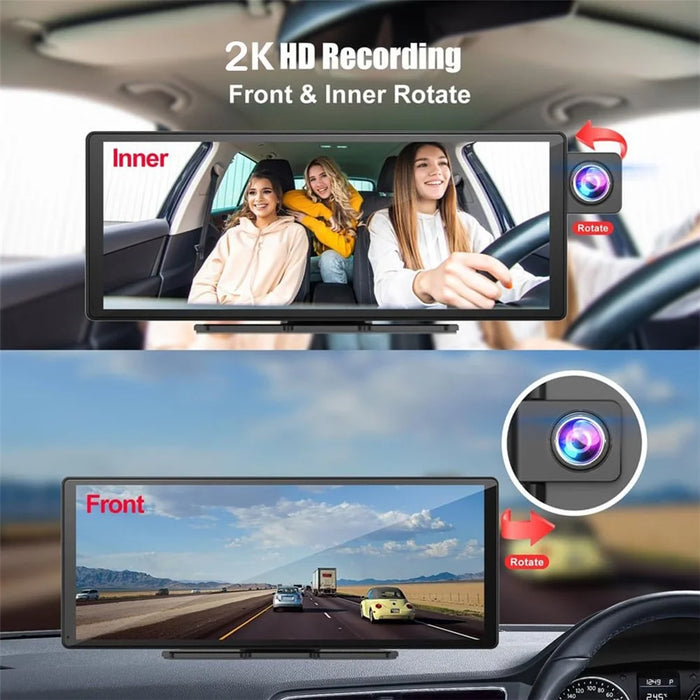 R5026 2K Front + 1080P Rear Dual Lens 10.26 Inch Bluetooth-compatible CarPlay Car Dash Cam AHD Camera with 2 Brackets - 6