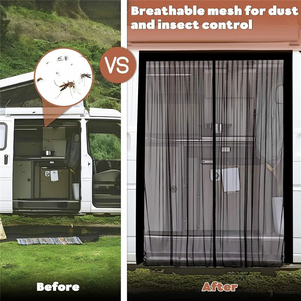 125cm Magnetic Fly Screen RV Sliding Door Mosquito Net for Campervans Insect Proof Curtain - 2