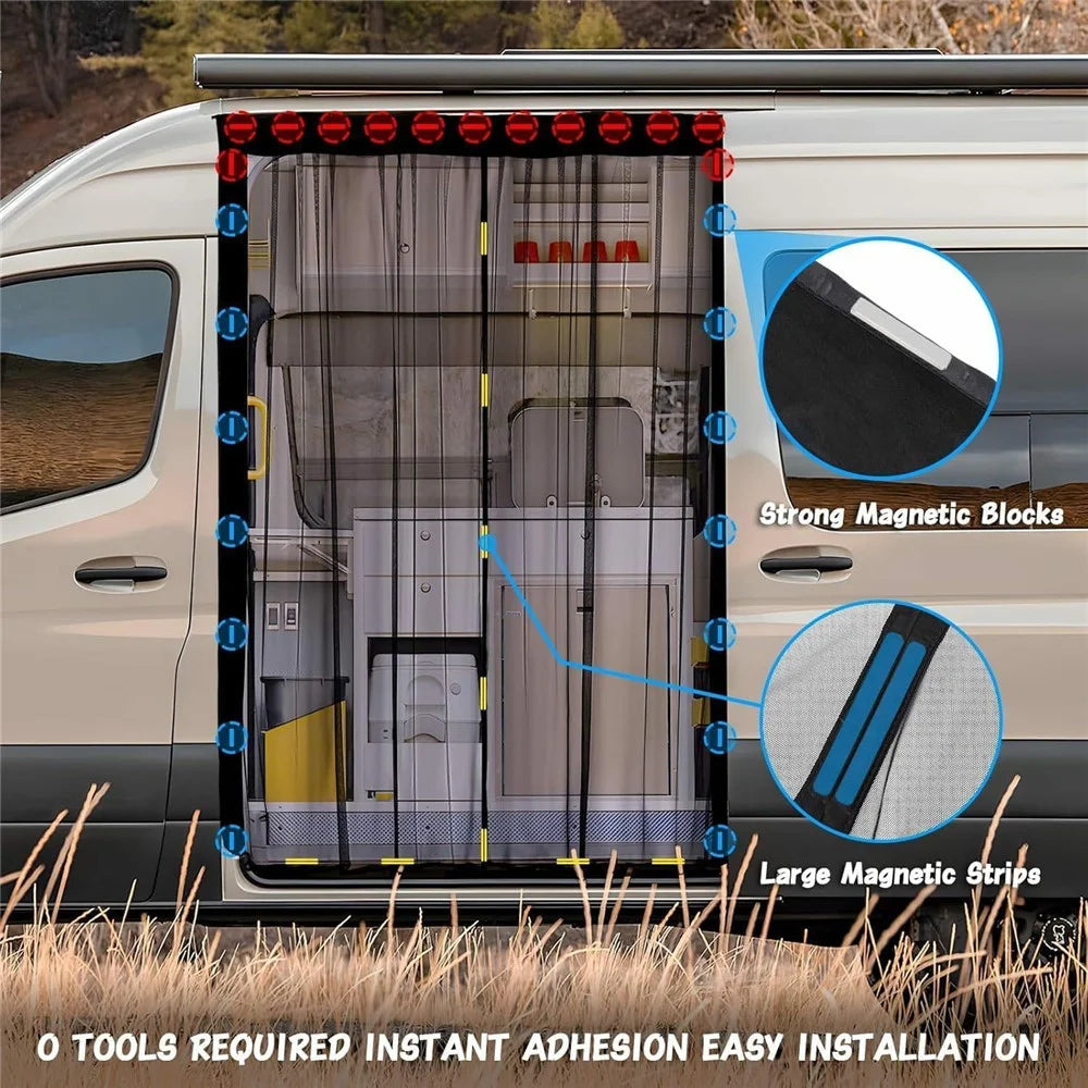 125cm Magnetic Fly Screen RV Sliding Door Mosquito Net for Campervans Insect Proof Curtain - 4
