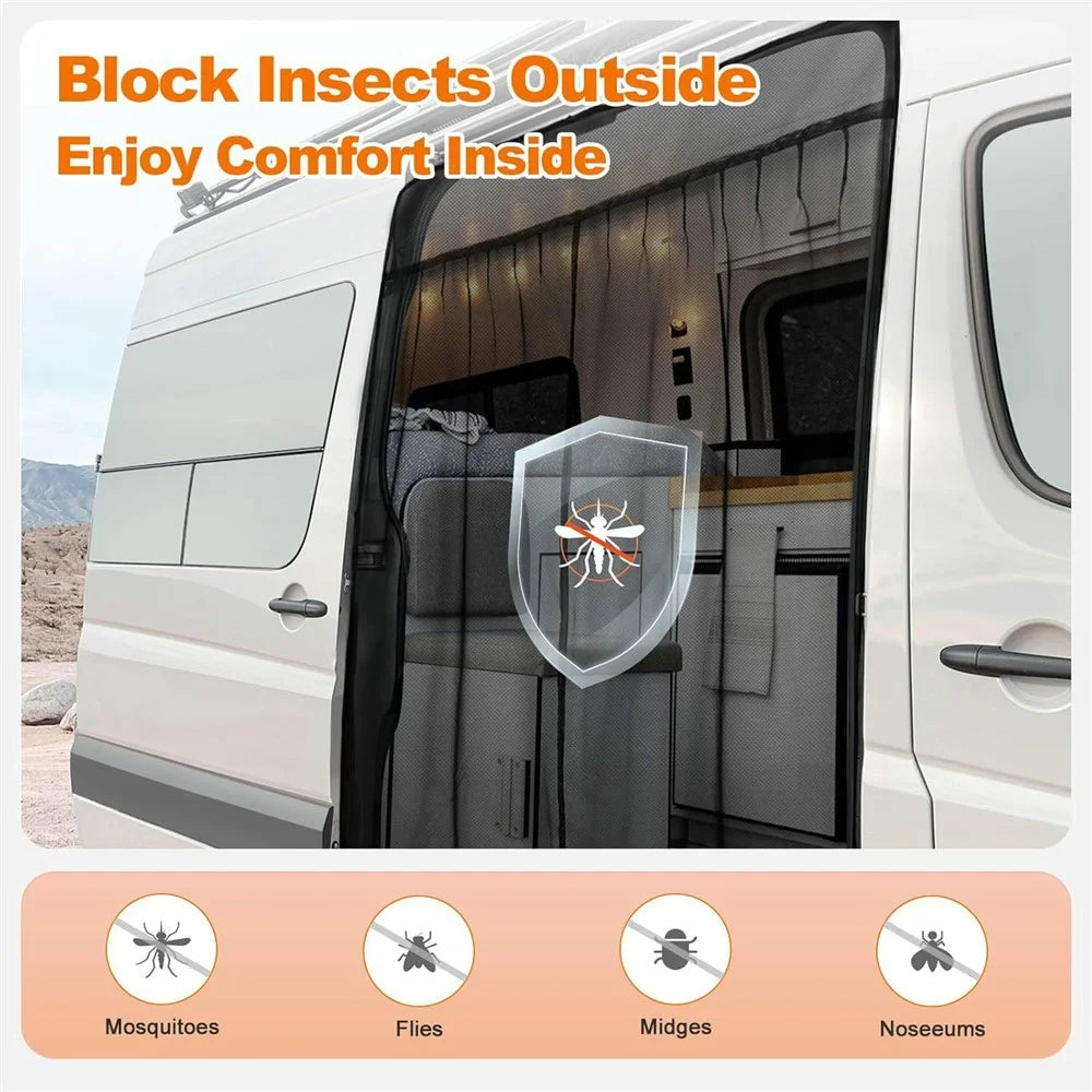 125cm Magnetic Fly Screen RV Sliding Door Mosquito Net for Campervans Insect Proof Curtain - 5