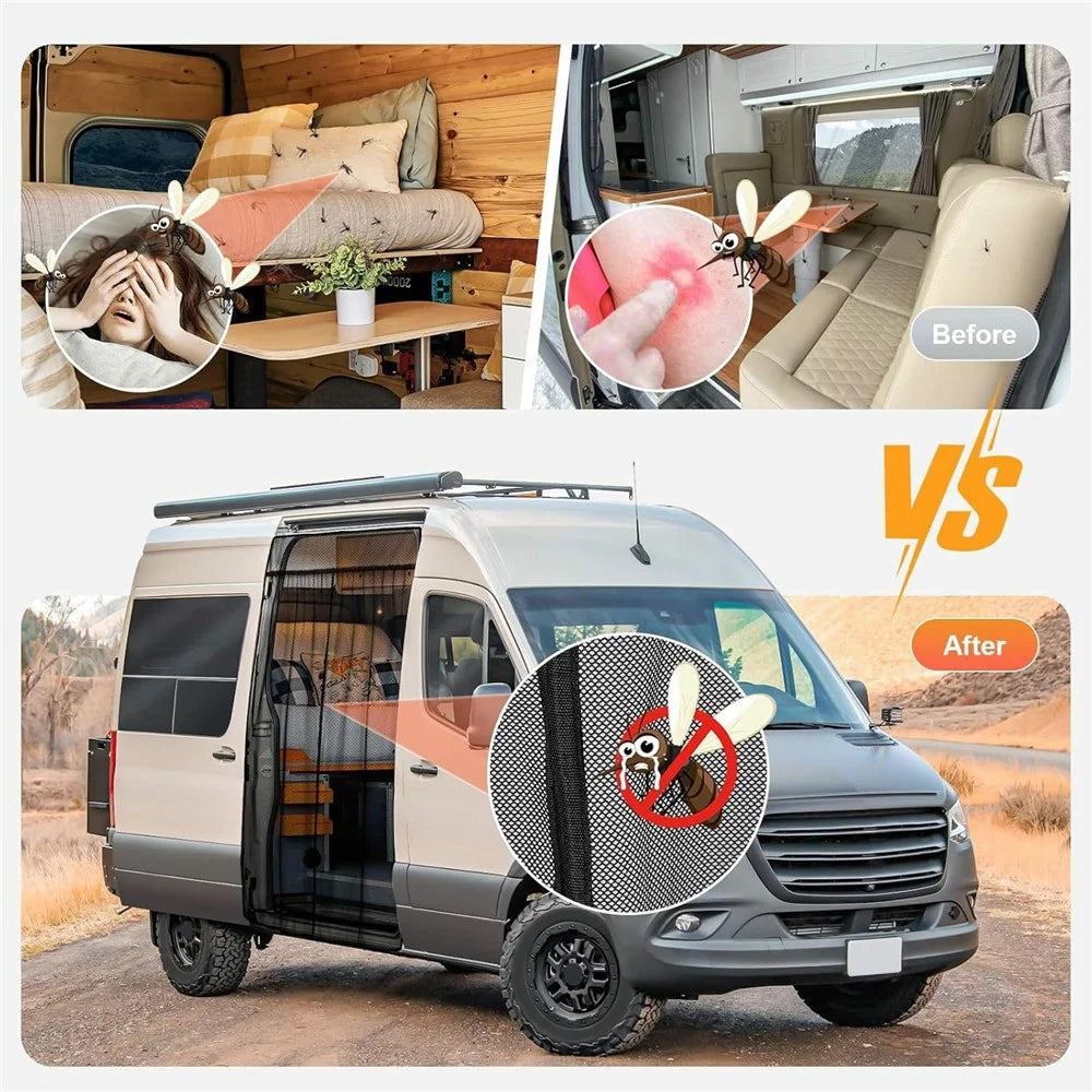 115cm Magnetic Fly Screen RV Sliding Door Mosquito Net for Campervans Insect Proof Curtain - 3