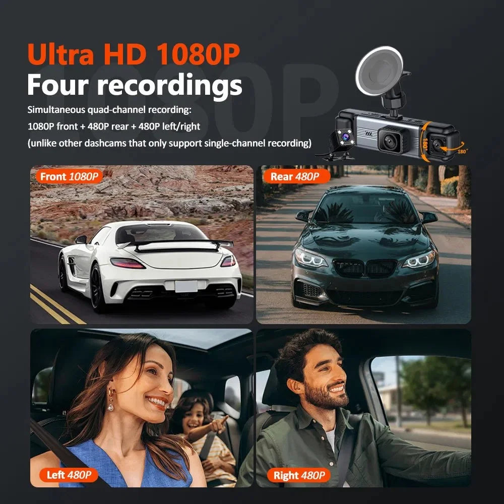 3.0 Inch IPS Screen 1080P HD Recording Dash Cam for Car 4 Lens Front Rear Side View Vehicle DVR - 3