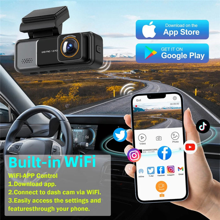 4K+2.5K Front and Rear Lens Dash Cam GPS ADAS BSD Intelligent Driving Night Vision Car DVR - 7