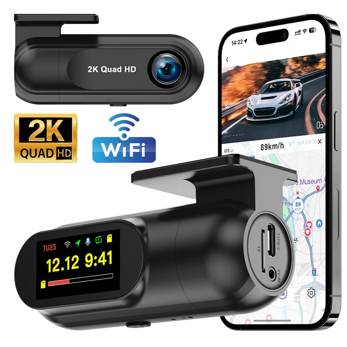 2K WiFi Dash Cam Wide Angle HD Night Vision Car DVR Recorder Support Loop Recording - 4