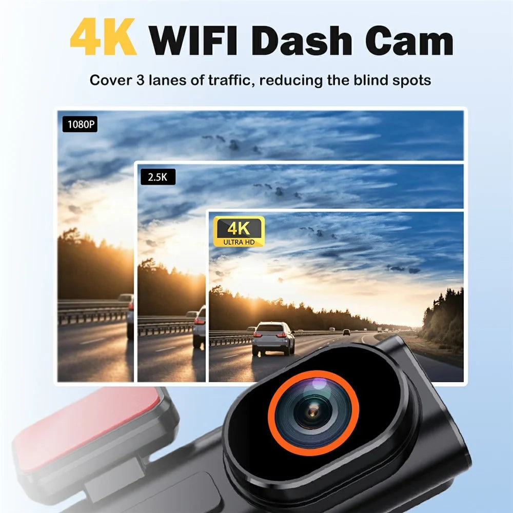 4K Dual Dash Cam Front and Rear Night Vision Parking Monitor GPS Tracking Car DVR - 2