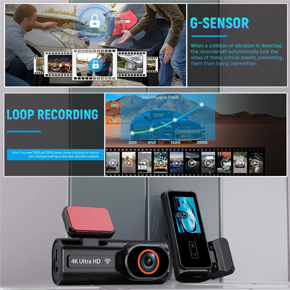 4K Dual Dash Cam Front and Rear Night Vision Parking Monitor GPS Tracking Car DVR - 3