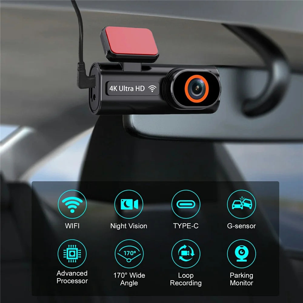 4K Dual Dash Cam Front and Rear Night Vision Parking Monitor GPS Tracking Car DVR - 5