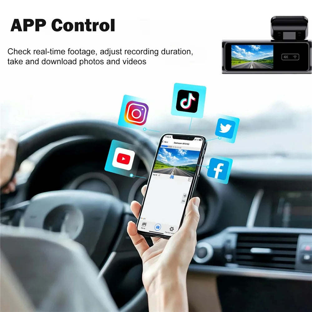 4K Dual Dash Cam Front and Rear Night Vision Parking Monitor GPS Tracking Car DVR - 6