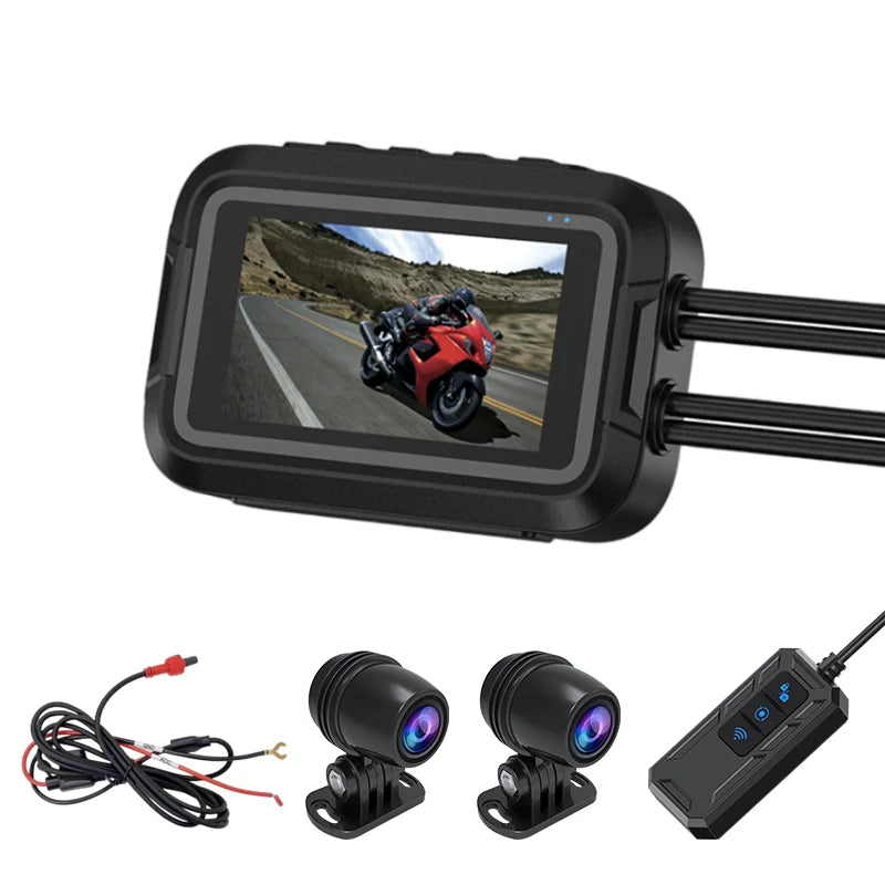 V9 Motorcycle Dash Cam Front and Rear Camera 1080P HD WiFi Night Vision IP65 Waterproof Dual Dash Camera - No GPS - 1