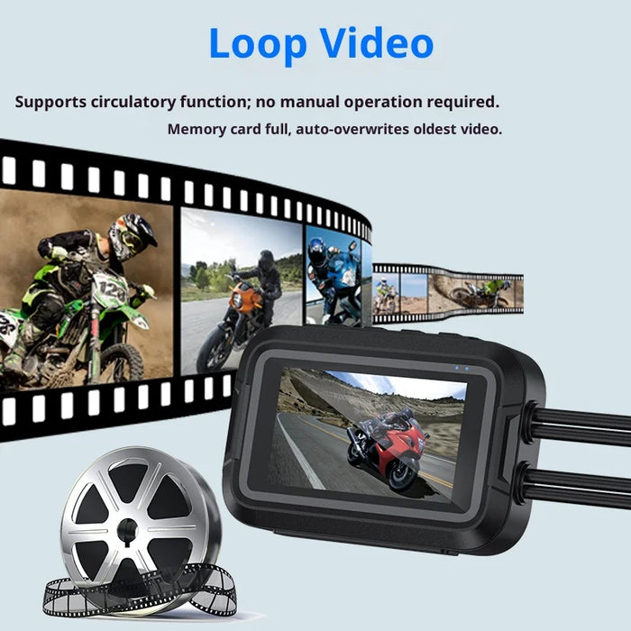 V9 Motorcycle Dash Cam Front and Rear Camera 1080P HD WiFi Night Vision IP65 Waterproof Dual Dash Camera - No GPS - 4