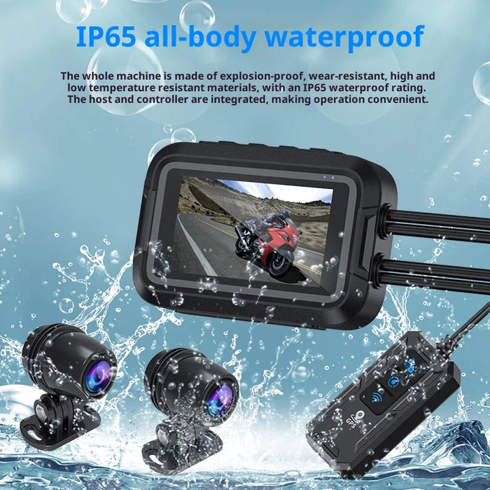 V9 Motorcycle Dash Cam Front and Rear Camera 1080P HD WiFi Night Vision IP65 Waterproof Dual Dash Camera - No GPS - 6