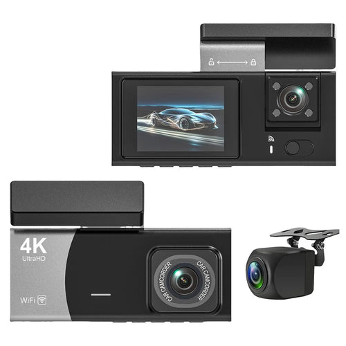 Y08 2.0 Inch IPS Screen 4K Dash Cam Front + Inside + Rear 3 Lens WiFi Car DVR Built-in G-Sensor - 1