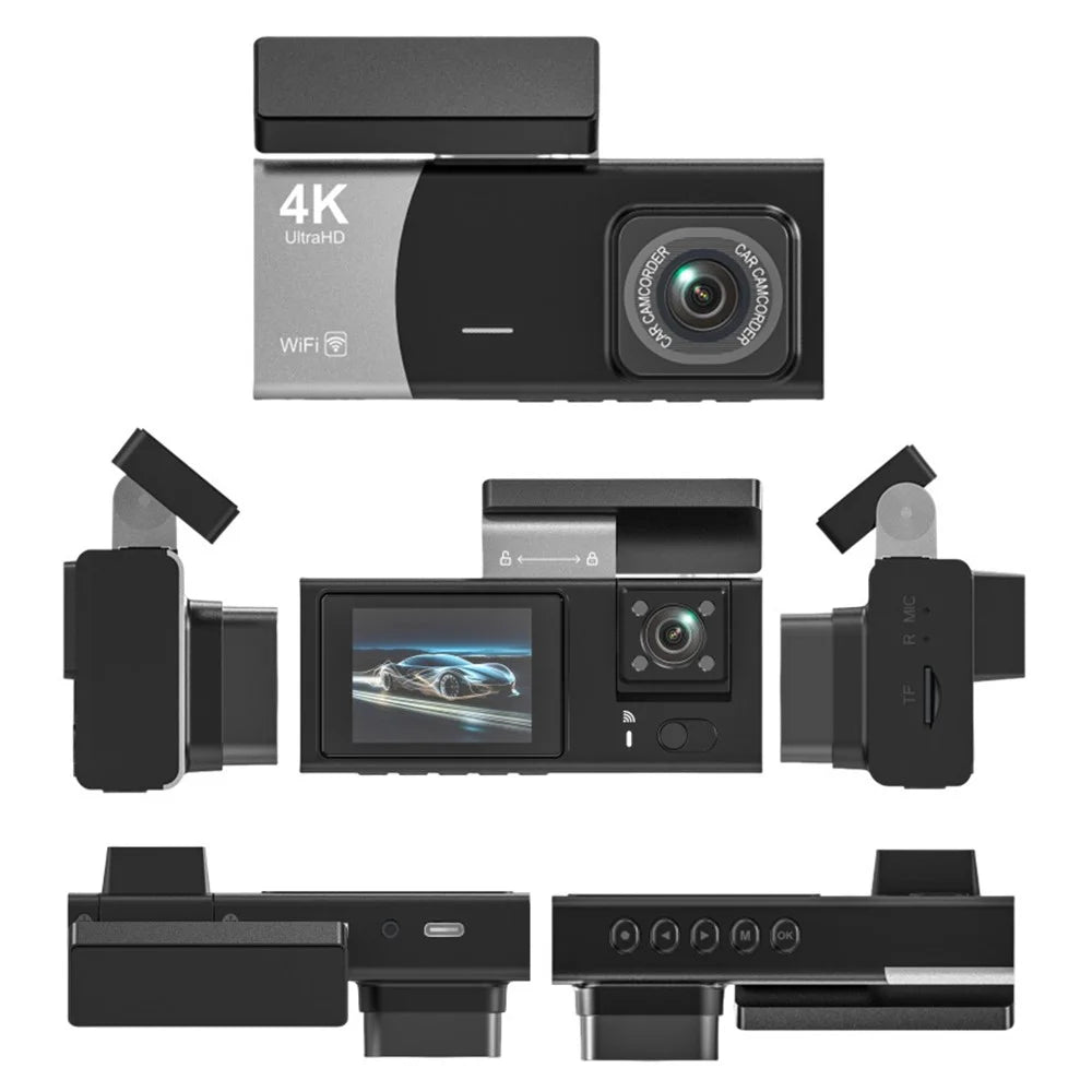 Y08 2.0 Inch IPS Screen 4K Dash Cam Front + Inside + Rear 3 Lens WiFi Car DVR Built-in G-Sensor - 2