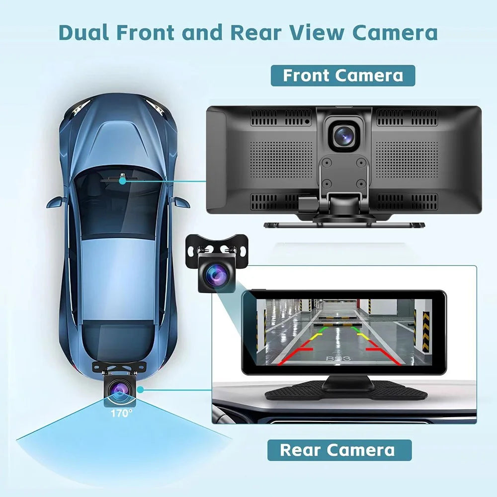 H18C 10.26 inch Wireless CarPlay Dash Cam 4K+1080P Dual Lens Casting MP5 with Night Vision /  Wide Angle Car DVR For Android - 5