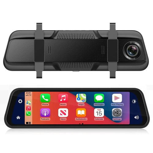 904 9.66 inch Touchscreen Dash Cam CarPlay Full-Screen Streaming Rearview Mirror 4K+1080P Dual Lens Car DVR with Night Vision  /  Emergency Recording - 1