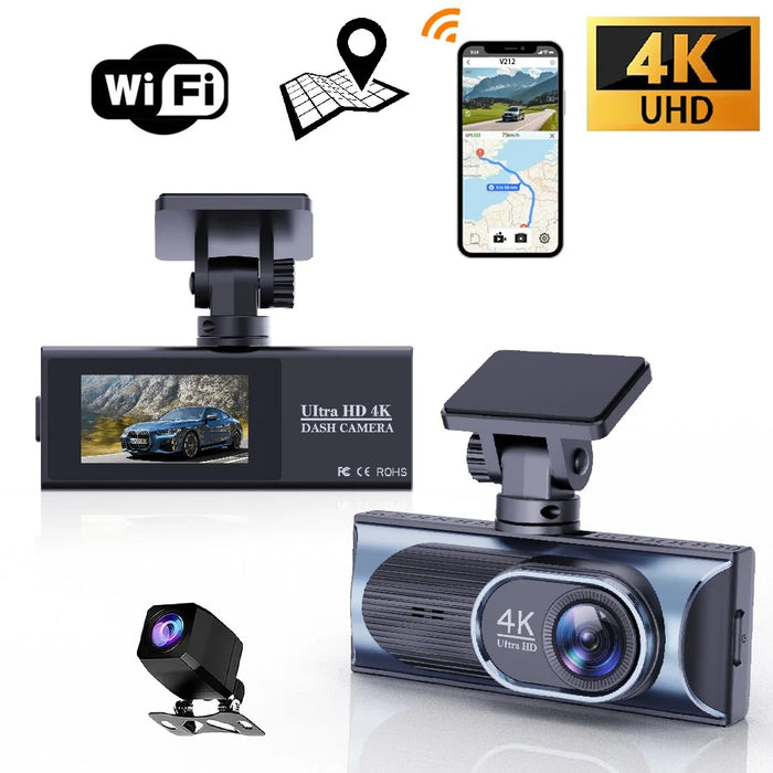 4K Dual Lens Dash Cam 170° Wide Angle Car DVR with WiFi GPS Tracking and Night Vision - 2