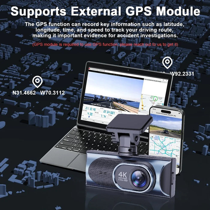 4K Dual Lens Dash Cam 170° Wide Angle Car DVR with WiFi GPS Tracking and Night Vision - 7