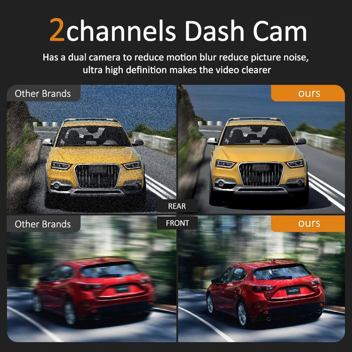 4K Dual Lens Dash Cam with ADAS 170° Wide Angle Car DVR with Night Vision and G-Sensor - 4