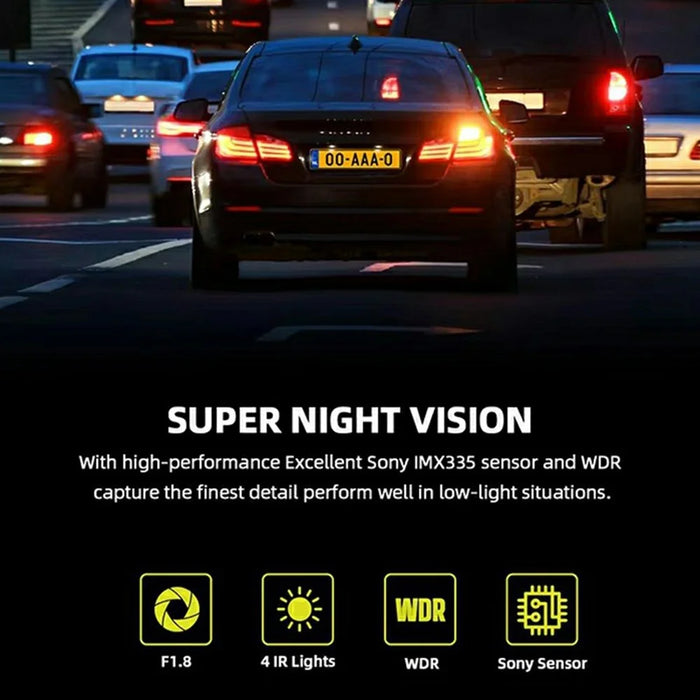 8402 Triple Display WiFi 1080P HD Reverse Camera 10 Inch Touchscreen Rearview Mirror Dash Cam - 4