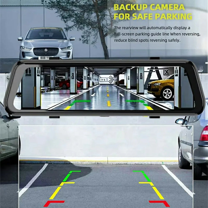 8402 Triple Display WiFi 1080P HD Reverse Camera 10 Inch Touchscreen Rearview Mirror Dash Cam - 5