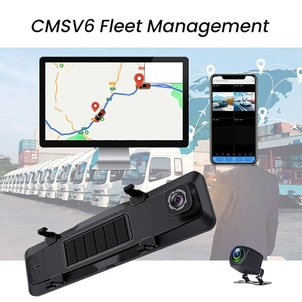 V7 12 Inch Touchscreen Car Dash Cam 4K Front and 1080P Rear Dual Camera ADAS+BSD Video Recorder - 6