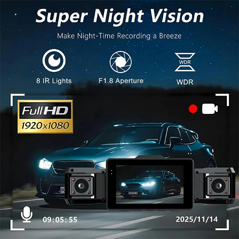 9728D 1080P WiFi Dash Cam HD 4 Channel Cameras with Night Vision Loop Recording - 5