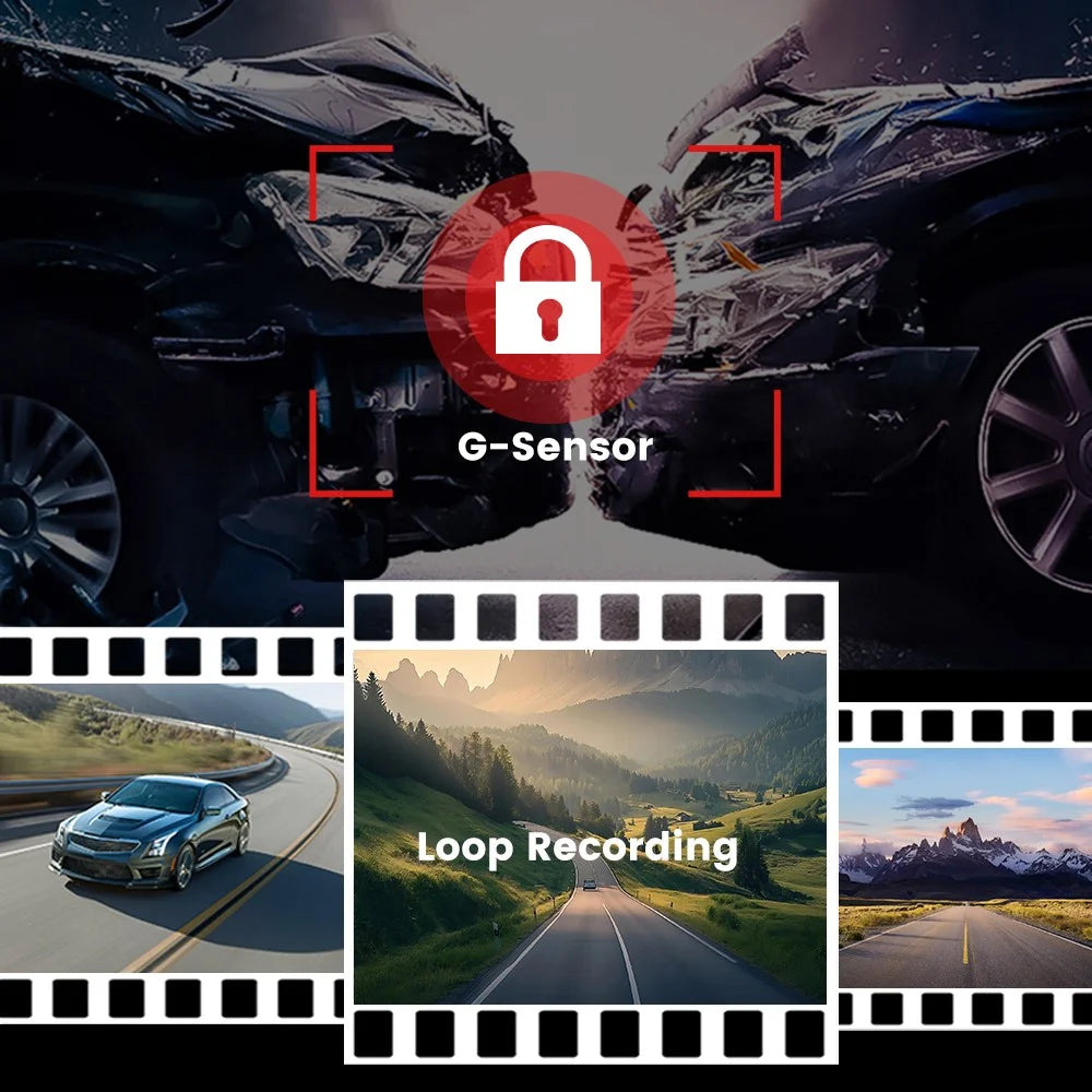 F9 3 Channels Dash Cam GPS 4K Front + 1080P Inside and Rear Night Vision Car Camera Support WiFi App Control - 6