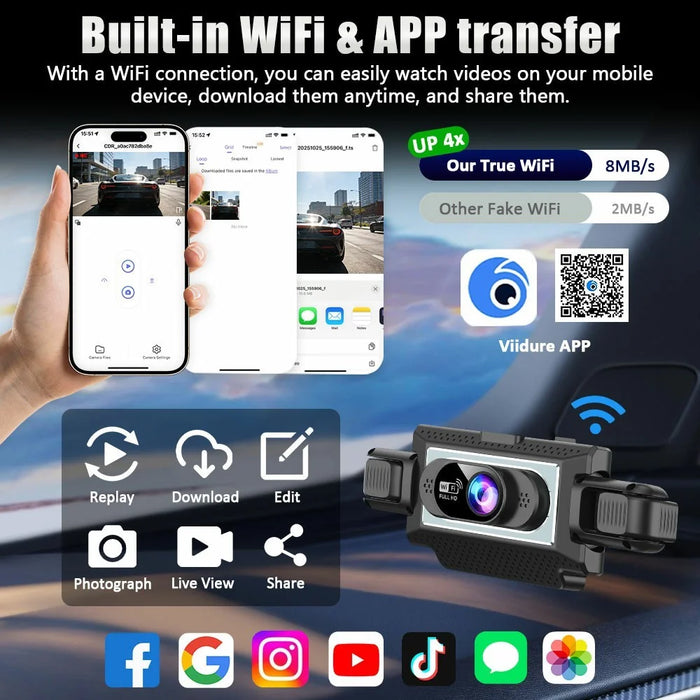 C313 1080P WiFi Dash Cam 4-Channel DVR Wireless Night Vision Parking Monitor Reverse Camera - Black - 5