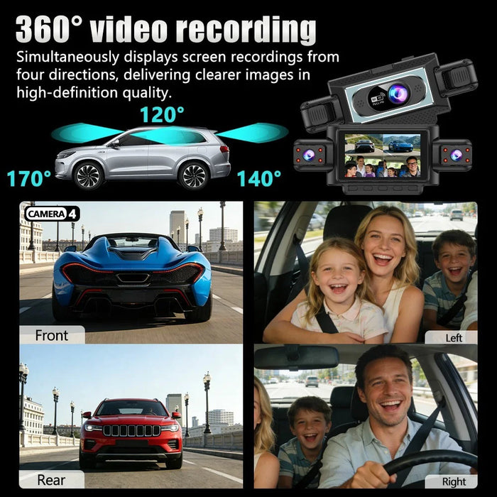 C313 1080P WiFi Dash Cam 4-Channel DVR Wireless Night Vision Parking Monitor Reverse Camera - Black - 6